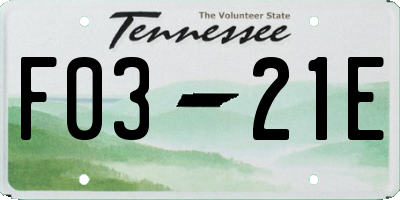TN license plate F0321E