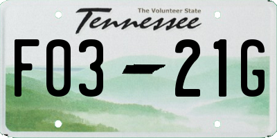 TN license plate F0321G