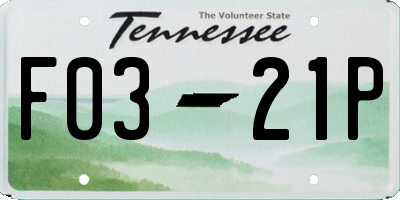 TN license plate F0321P