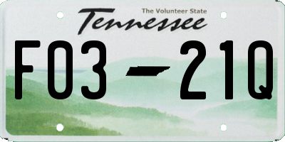 TN license plate F0321Q
