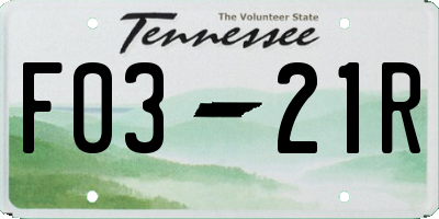 TN license plate F0321R