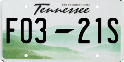 TN license plate F0321S