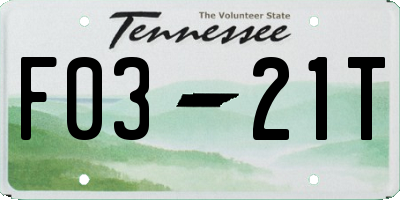 TN license plate F0321T