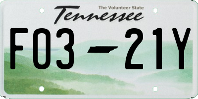 TN license plate F0321Y