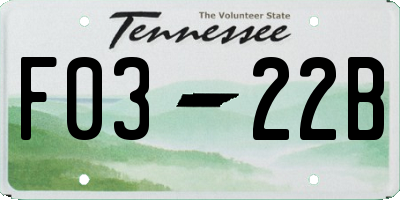 TN license plate F0322B
