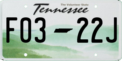 TN license plate F0322J