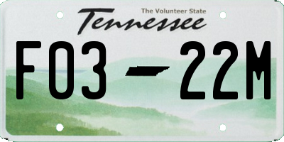 TN license plate F0322M