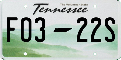 TN license plate F0322S