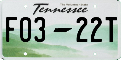 TN license plate F0322T