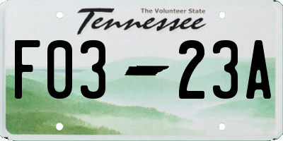 TN license plate F0323A