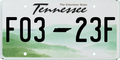 TN license plate F0323F