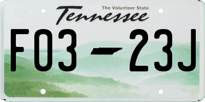 TN license plate F0323J