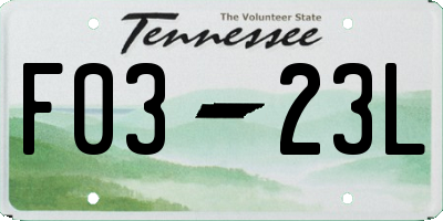 TN license plate F0323L