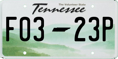 TN license plate F0323P