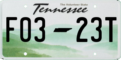 TN license plate F0323T