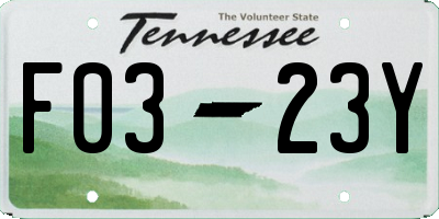 TN license plate F0323Y