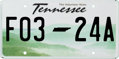 TN license plate F0324A
