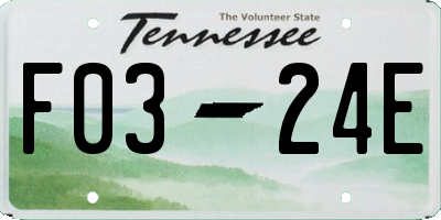 TN license plate F0324E