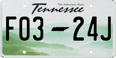 TN license plate F0324J
