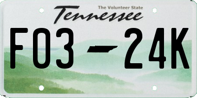 TN license plate F0324K