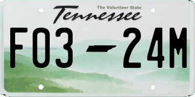 TN license plate F0324M
