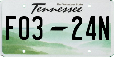 TN license plate F0324N