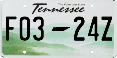 TN license plate F0324Z