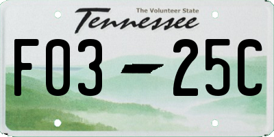 TN license plate F0325C