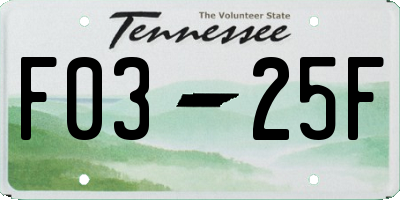 TN license plate F0325F