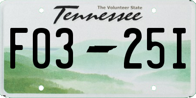 TN license plate F0325I