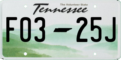 TN license plate F0325J