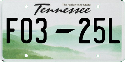 TN license plate F0325L
