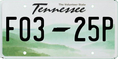 TN license plate F0325P