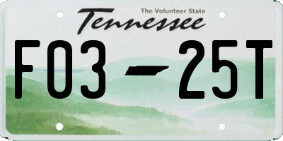 TN license plate F0325T