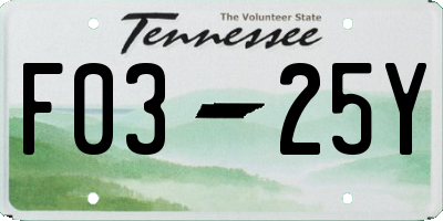 TN license plate F0325Y