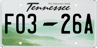 TN license plate F0326A