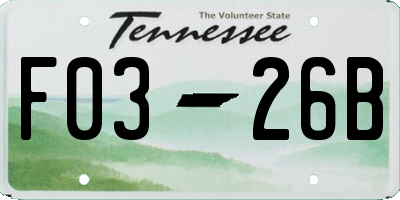 TN license plate F0326B