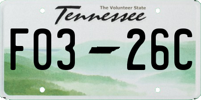 TN license plate F0326C