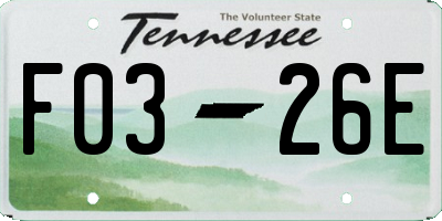 TN license plate F0326E