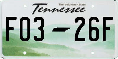 TN license plate F0326F