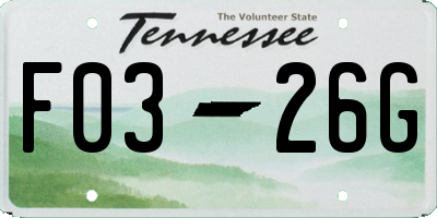 TN license plate F0326G