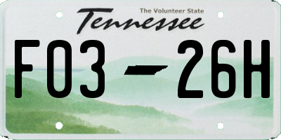 TN license plate F0326H