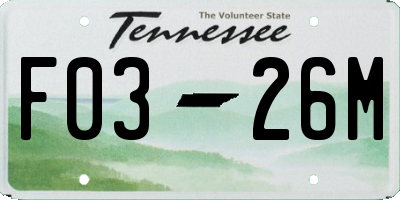 TN license plate F0326M