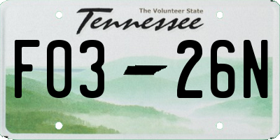 TN license plate F0326N