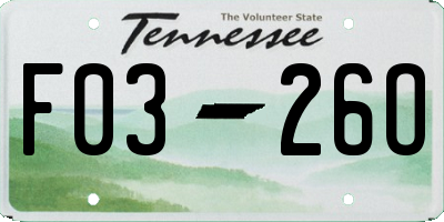 TN license plate F0326O