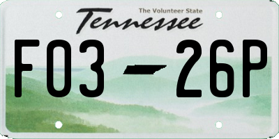 TN license plate F0326P
