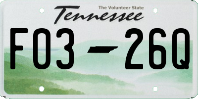 TN license plate F0326Q