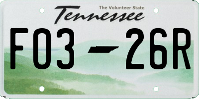 TN license plate F0326R