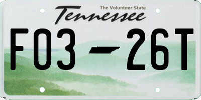 TN license plate F0326T