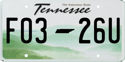 TN license plate F0326U
